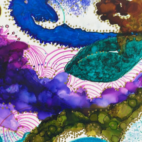 ❤️ alcohol ink artwork, 9 x 12 fun abstract - Picture 4 of 9